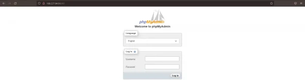 PhpMyAdmin web sayfası