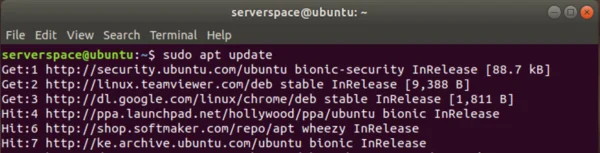 Ubuntu paket listesi güncelleniyor