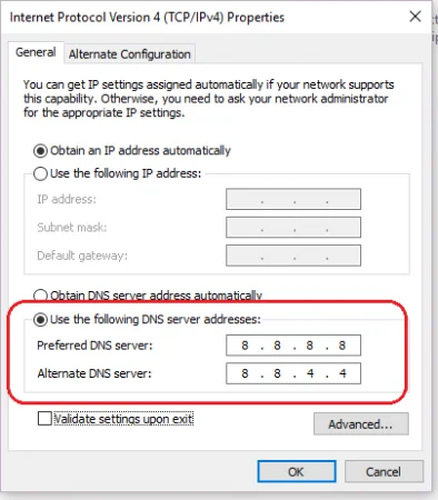 DNS sunucusu değişikliği